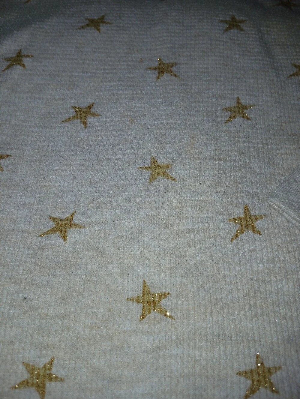 Pre-loved Girl's Old Navy Cream Long Sleeve Thermal Top with Gold Stars